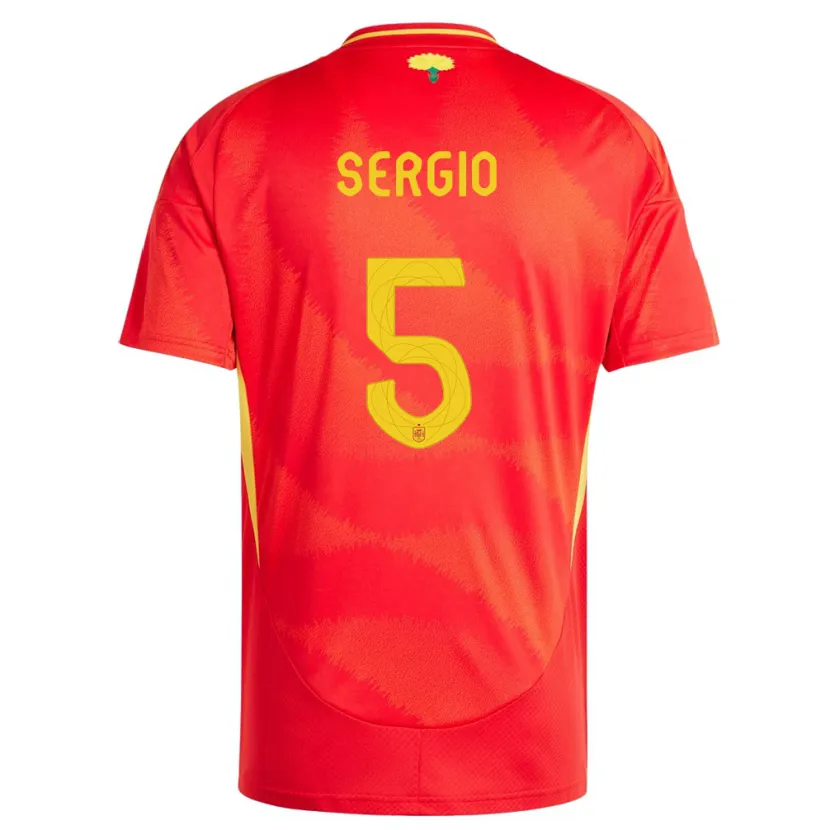 Danxen Mann Spania Sergio Busquets #5 Rød Hjemmetrøye Drakt Trøye 24-26 Skjorter T-Skjorte