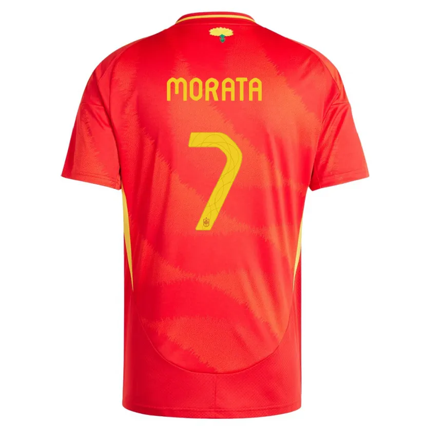 Danxen Mann Spania Alvaro Morata #7 Rød Hjemmetrøye Drakt Trøye 24-26 Skjorter T-Skjorte