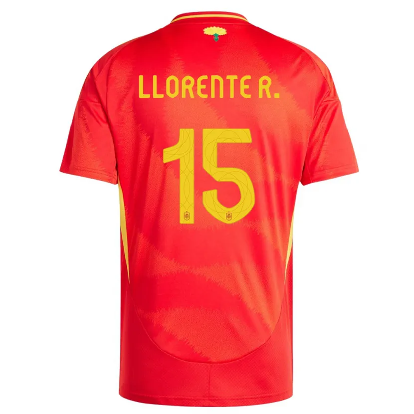 Danxen Mann Spania Diego Llorente #15 Rød Hjemmetrøye Drakt Trøye 24-26 Skjorter T-Skjorte