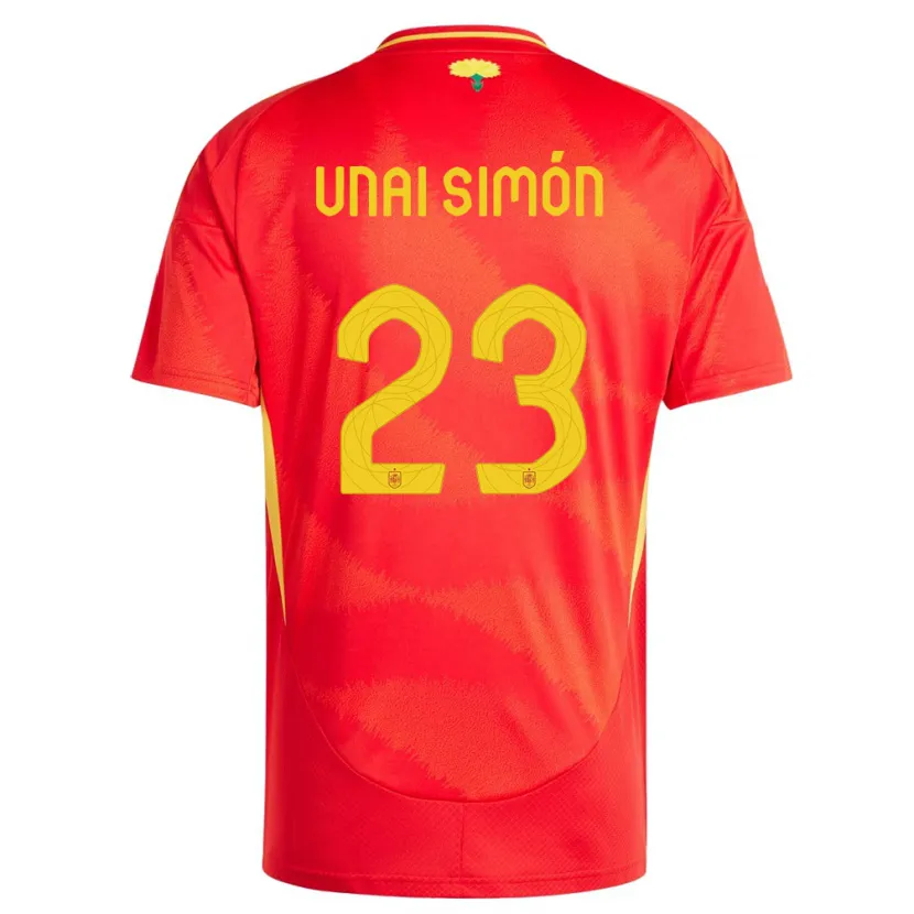 Danxen Mann Spania Unai Simon #23 Rød Hjemmetrøye Drakt Trøye 24-26 Skjorter T-Skjorte