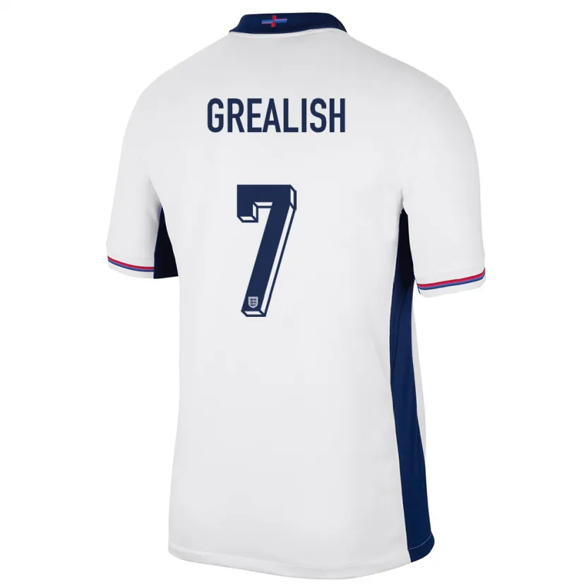 Danxen Mann England Jack Grealish #7 Hvit Hjemmetrøye Drakt Trøye 24-26 Skjorter T-Skjorte