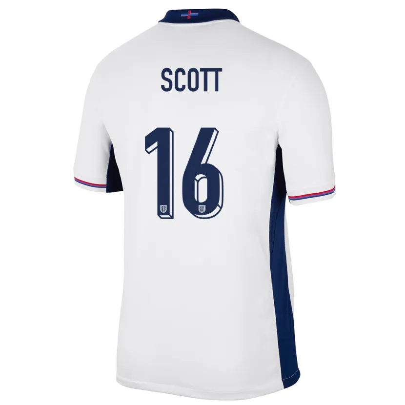 Danxen Mann England Jill Scott #16 Hvit Hjemmetrøye Drakt Trøye 24-26 Skjorter T-Skjorte