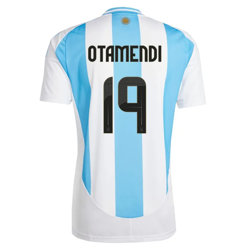 Danxen Mann Argentina Nicolas Otamendi #19 Hvit Blå Hjemmetrøye Drakt Trøye 24-26 Skjorter T-Skjorte