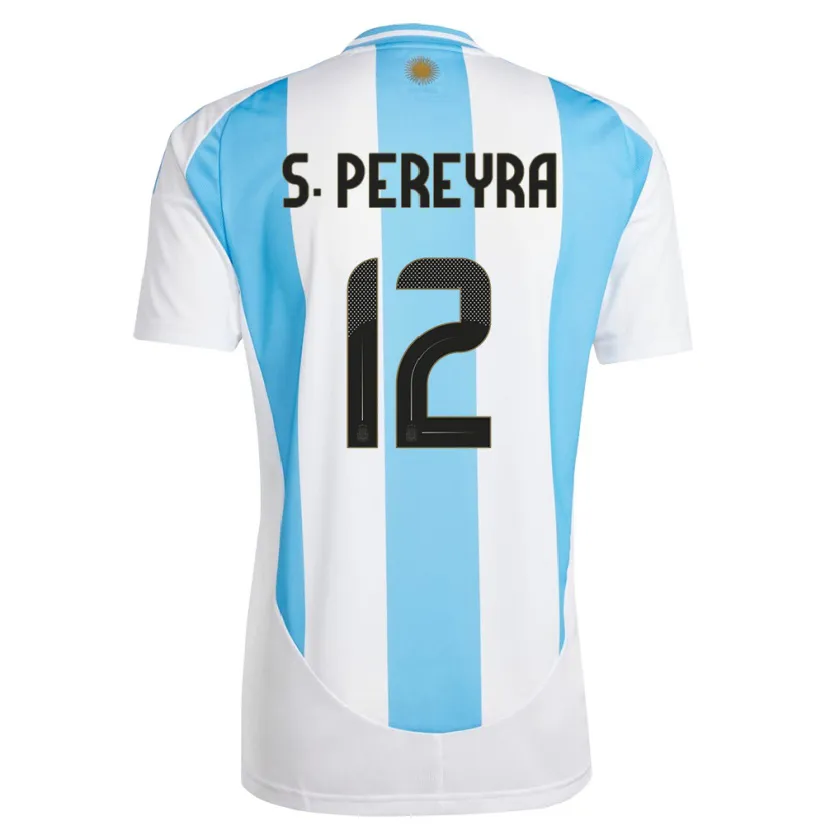 Danxen Mann Argentina Solana Pereyra #12 Hvit Blå Hjemmetrøye Drakt Trøye 24-26 Skjorter T-Skjorte