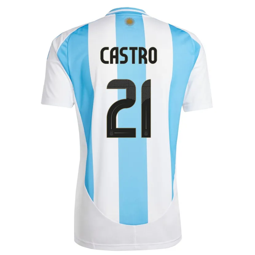 Danxen Mann Argentina Santiago Castro #21 Hvit Blå Hjemmetrøye Drakt Trøye 24-26 Skjorter T-Skjorte