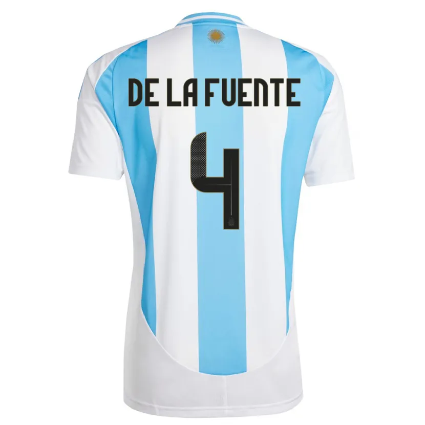 Danxen Mann Argentina Hernan De La Fuente #4 Hvit Blå Hjemmetrøye Drakt Trøye 24-26 Skjorter T-Skjorte