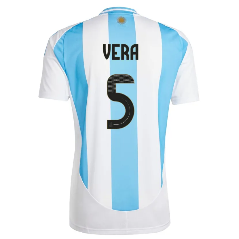Danxen Mann Argentina Fausto Vera #5 Hvit Blå Hjemmetrøye Drakt Trøye 24-26 Skjorter T-Skjorte