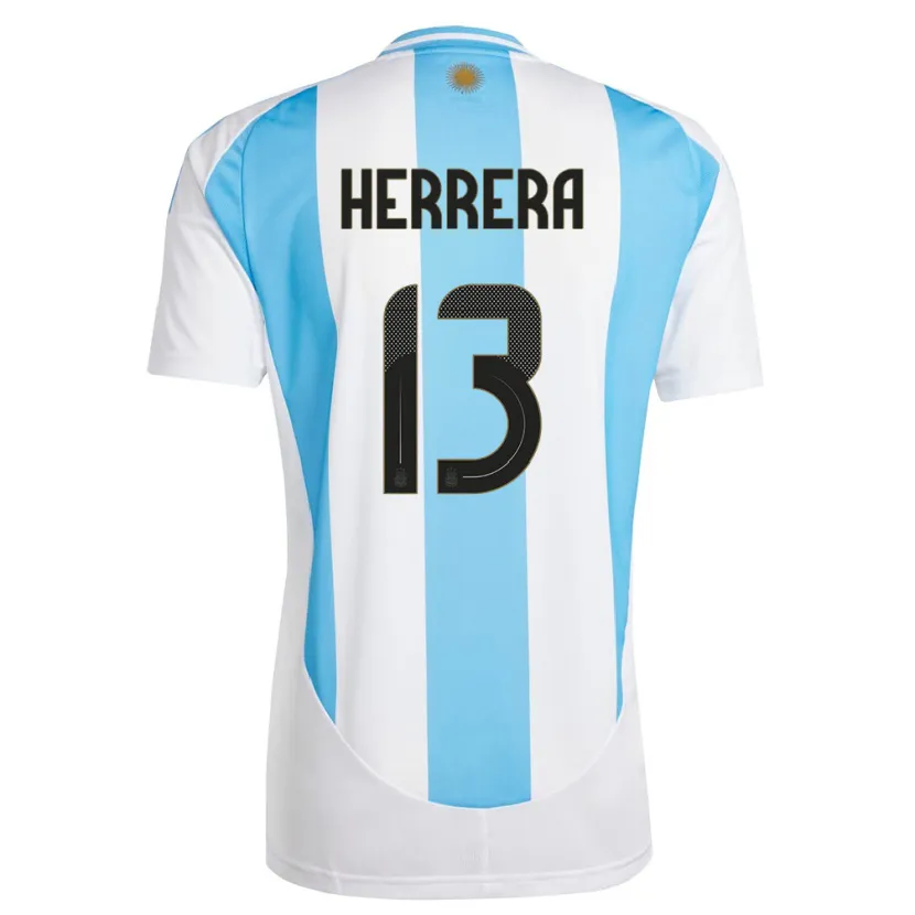 Danxen Mann Argentina Marcelo Herrera #13 Hvit Blå Hjemmetrøye Drakt Trøye 24-26 Skjorter T-Skjorte