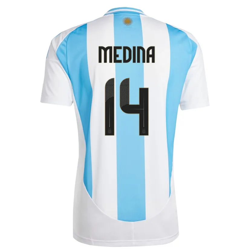Danxen Mann Argentina Facundo Medina #16 Hvit Blå Hjemmetrøye Drakt Trøye 24-26 Skjorter T-Skjorte