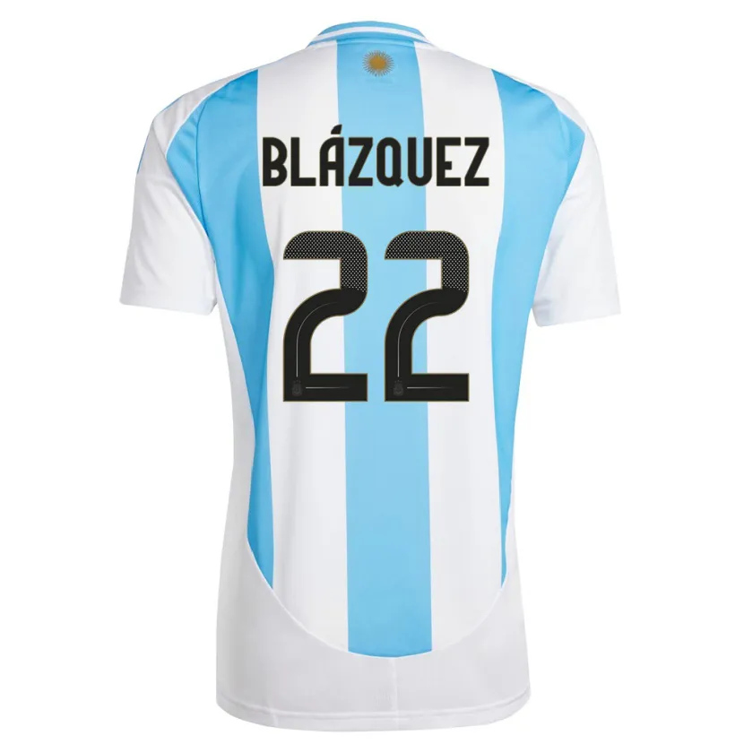 Danxen Mann Argentina Joaquin Blazquez #22 Hvit Blå Hjemmetrøye Drakt Trøye 24-26 Skjorter T-Skjorte
