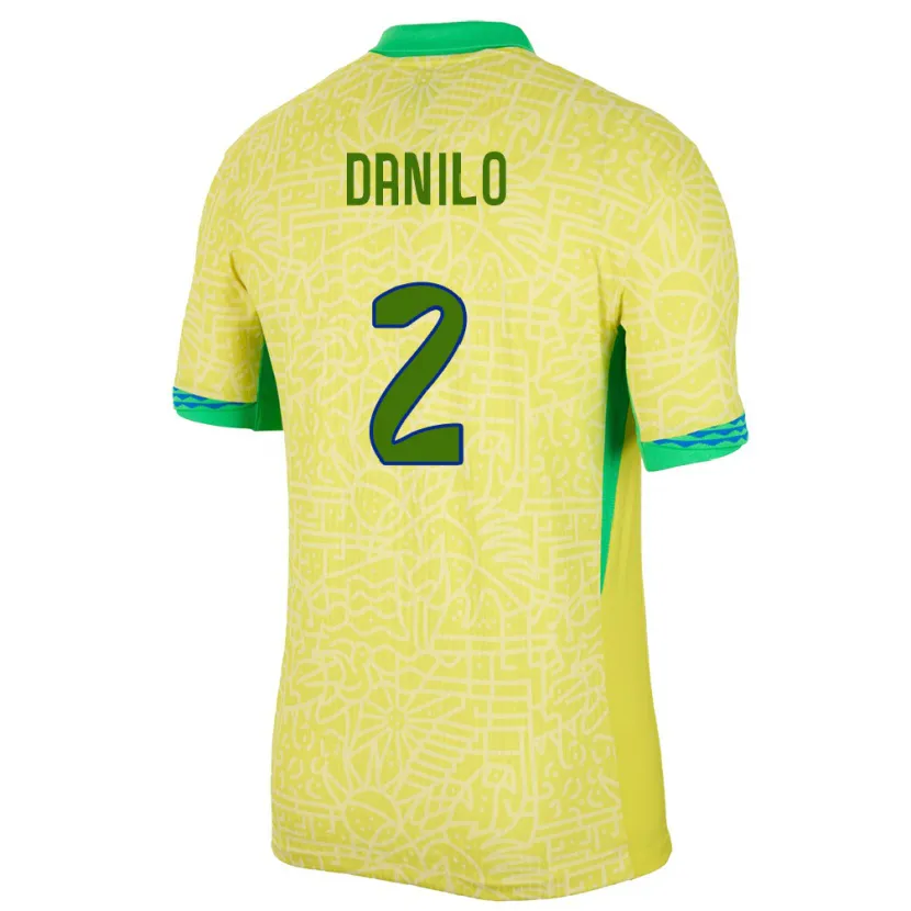 Danxen Mann Brasil Danilo #2 Gul Hjemmetrøye Drakt Trøye 24-26 Skjorter T-Skjorte