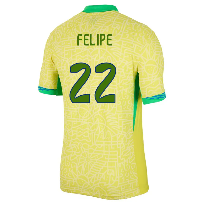 Danxen Mann Brasil Cayo Felipe #22 Gul Hjemmetrøye Drakt Trøye 24-26 Skjorter T-Skjorte