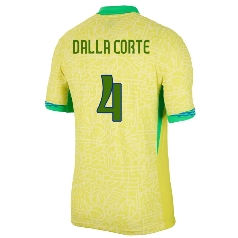 Danxen Mann Brasil Joao Dalla Corte #4 Gul Hjemmetrøye Drakt Trøye 24-26 Skjorter T-Skjorte