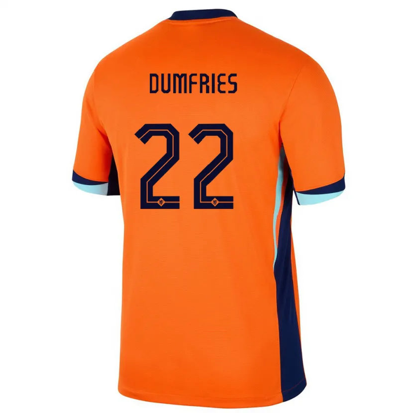 Danxen Mann Nederland Denzel Dumfries #22 Oransje Hjemmetrøye Drakt Trøye 24-26 Skjorter T-Skjorte