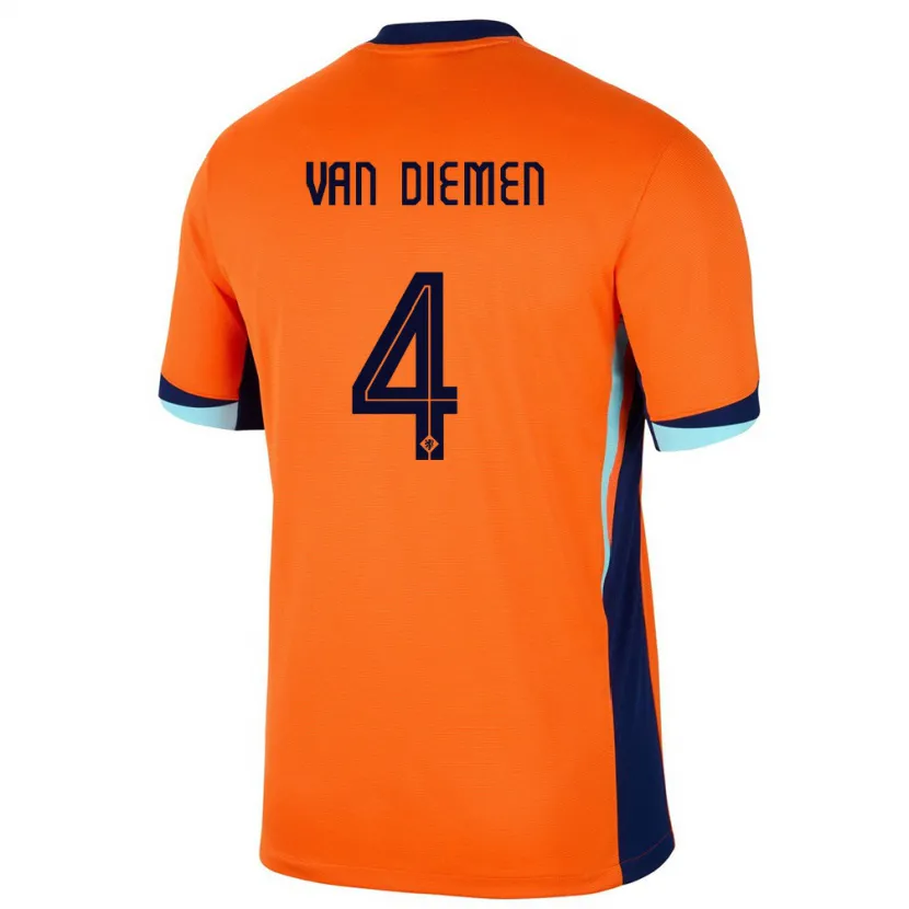 Danxen Mann Nederland Samantha Van Diemen #4 Oransje Hjemmetrøye Drakt Trøye 24-26 Skjorter T-Skjorte