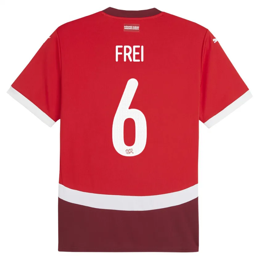 Danxen Mann Sveits Fabian Frei #6 Rød Hjemmetrøye Drakt Trøye 24-26 Skjorter T-Skjorte