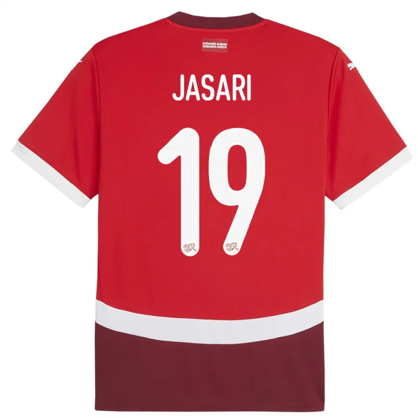 Danxen Mann Sveits Ardon Jasari #19 Rød Hjemmetrøye Drakt Trøye 24-26 Skjorter T-Skjorte