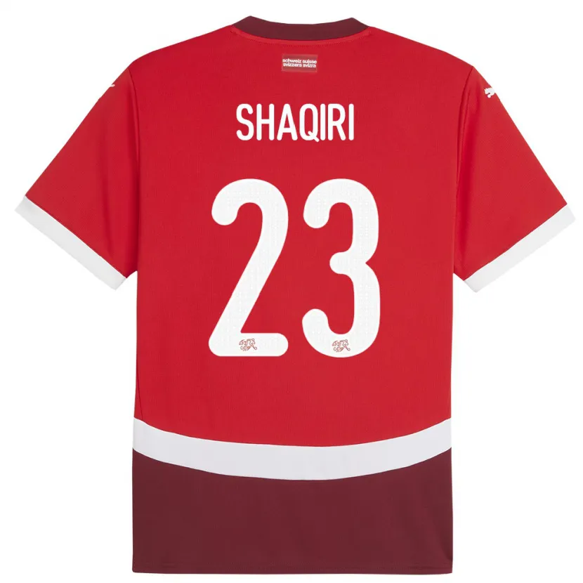 Danxen Mann Sveits Xherdan Shaqiri #23 Rød Hjemmetrøye Drakt Trøye 24-26 Skjorter T-Skjorte