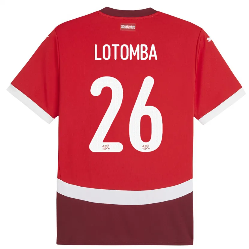 Danxen Mann Sveits Jordan Lotomba #26 Rød Hjemmetrøye Drakt Trøye 24-26 Skjorter T-Skjorte
