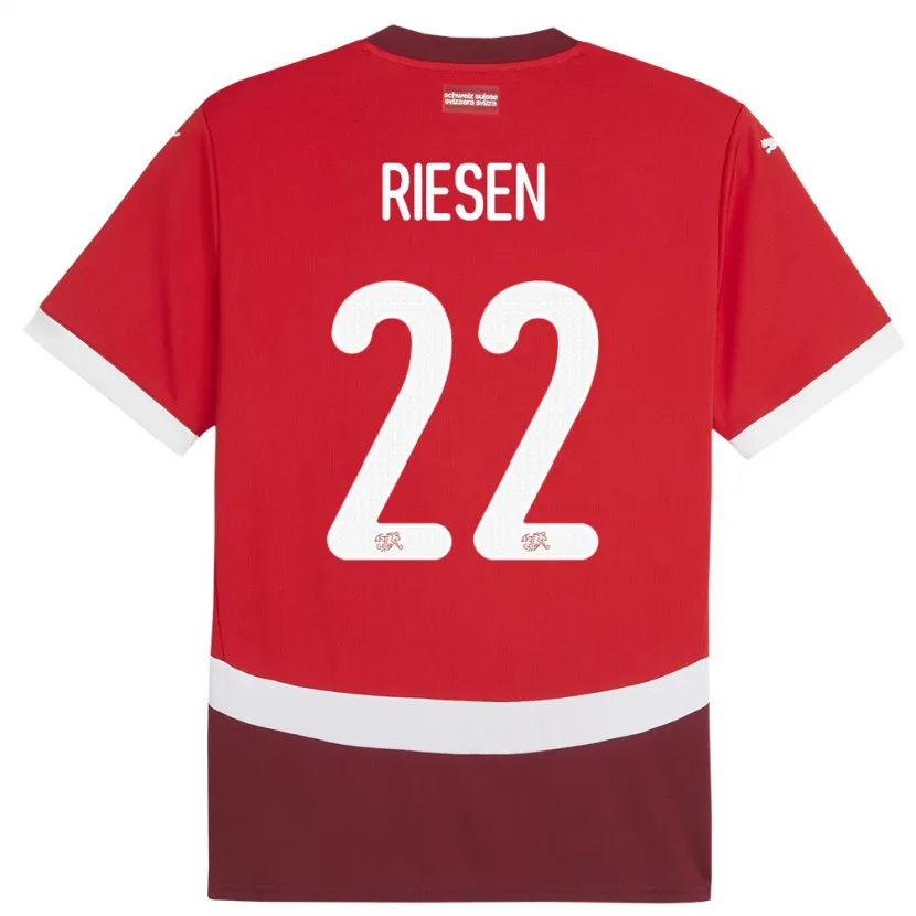 Danxen Mann Sveits Nadine Riesen #22 Rød Hjemmetrøye Drakt Trøye 24-26 Skjorter T-Skjorte