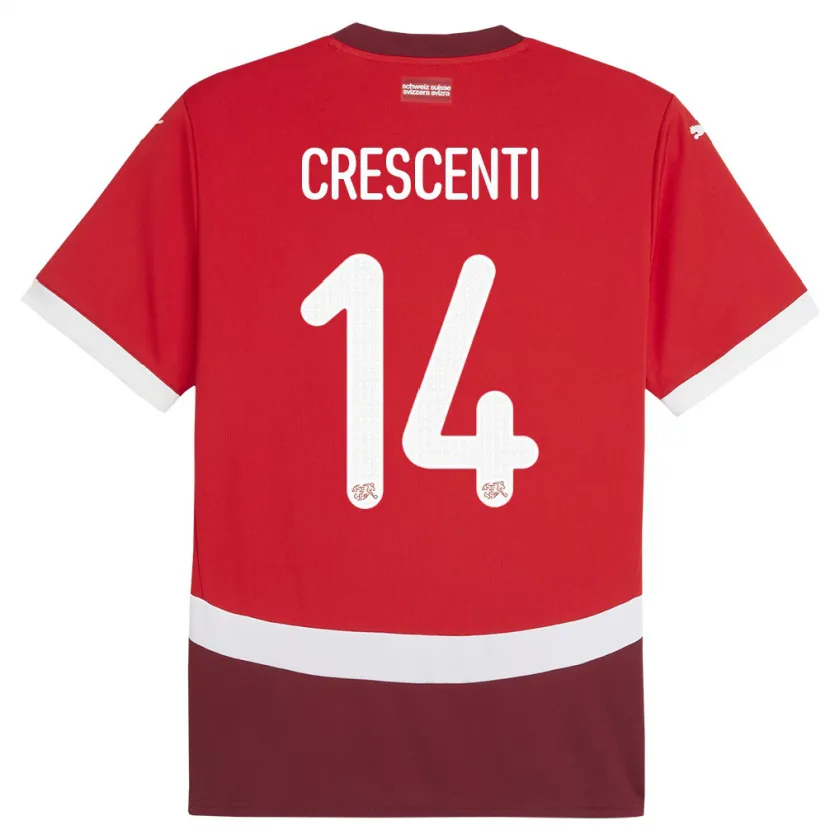 Danxen Mann Sveits Federico Crescenti #14 Rød Hjemmetrøye Drakt Trøye 24-26 Skjorter T-Skjorte