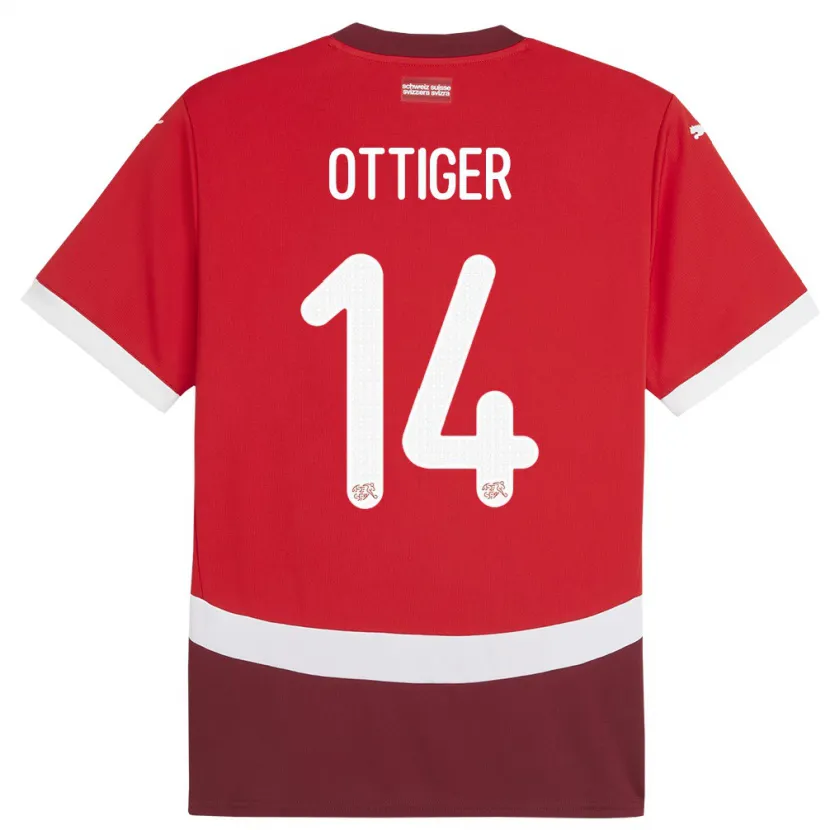 Danxen Mann Sveits Severin Ottiger #14 Rød Hjemmetrøye Drakt Trøye 24-26 Skjorter T-Skjorte