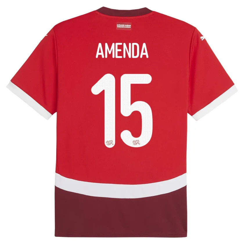 Danxen Mann Sveits Aurele Amenda #15 Rød Hjemmetrøye Drakt Trøye 24-26 Skjorter T-Skjorte