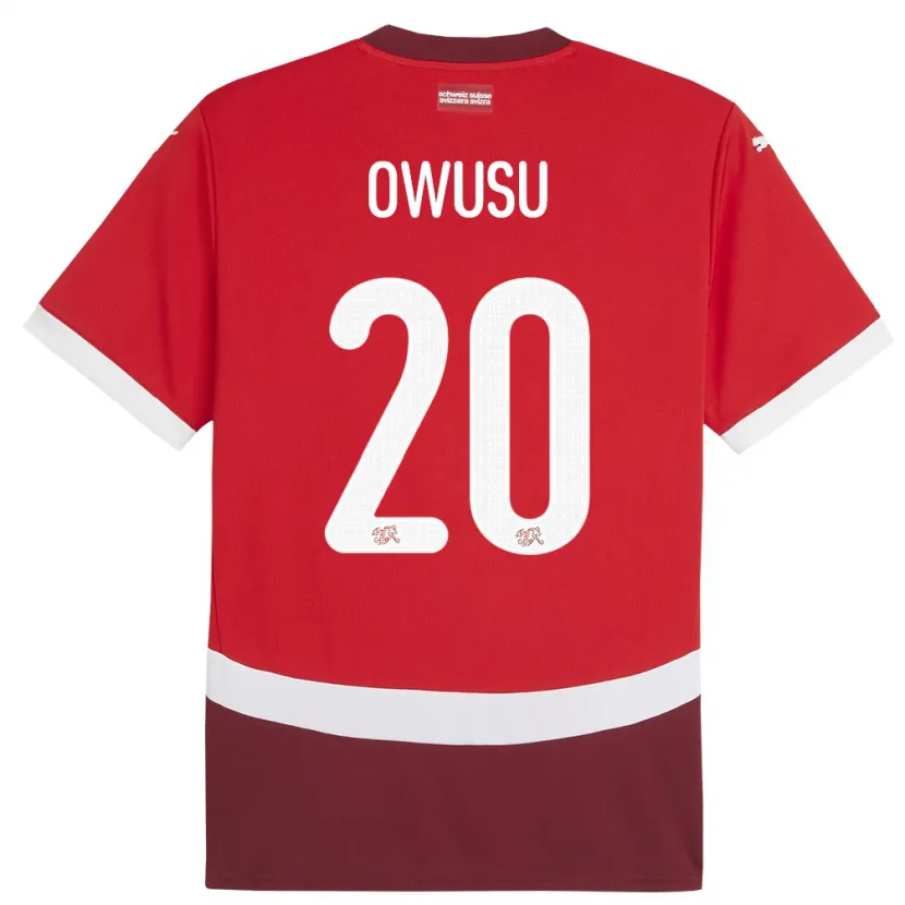 Danxen Mann Sveits Tyron Owusu #20 Rød Hjemmetrøye Drakt Trøye 24-26 Skjorter T-Skjorte