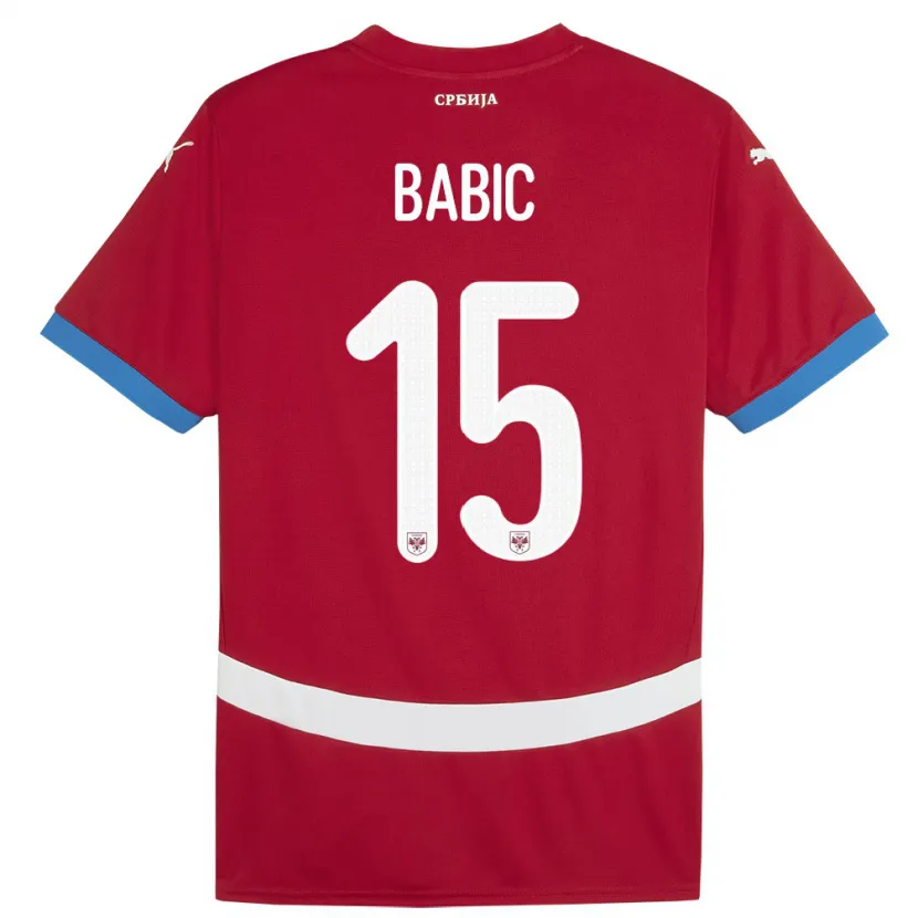 Danxen Mann Serbia Srdjan Babic #15 Rød Hjemmetrøye Drakt Trøye 24-26 Skjorter T-Skjorte