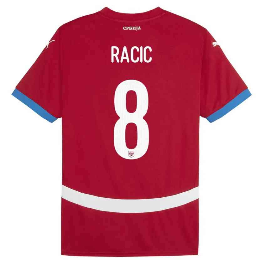 Danxen Mann Serbia Uros Racic #8 Rød Hjemmetrøye Drakt Trøye 24-26 Skjorter T-Skjorte