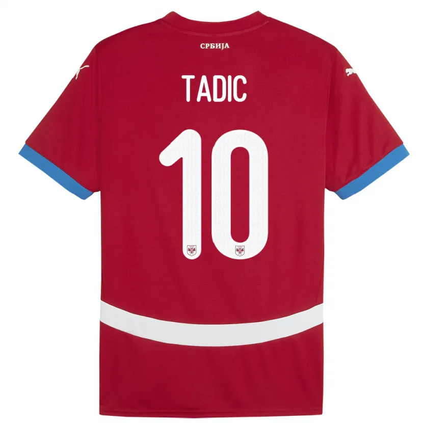 Danxen Mann Serbia Dusan Tadic #10 Rød Hjemmetrøye Drakt Trøye 24-26 Skjorter T-Skjorte