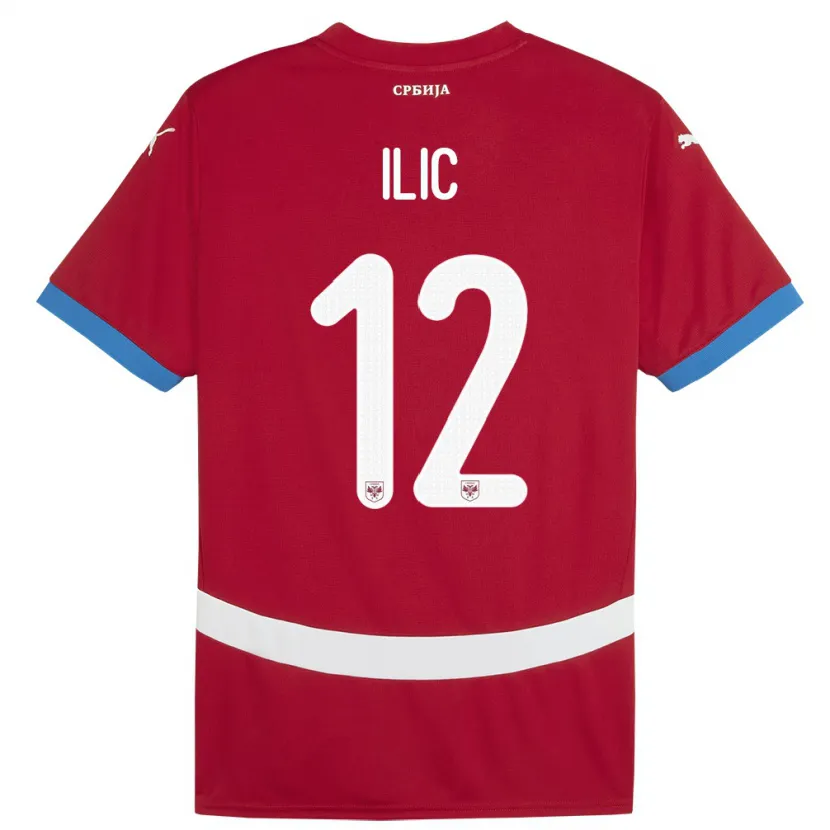 Danxen Mann Serbia Marko Ilic #12 Rød Hjemmetrøye Drakt Trøye 24-26 Skjorter T-Skjorte