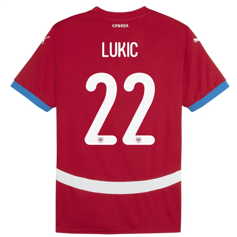 Danxen Mann Serbia Sasa Lukic #22 Rød Hjemmetrøye Drakt Trøye 24-26 Skjorter T-Skjorte