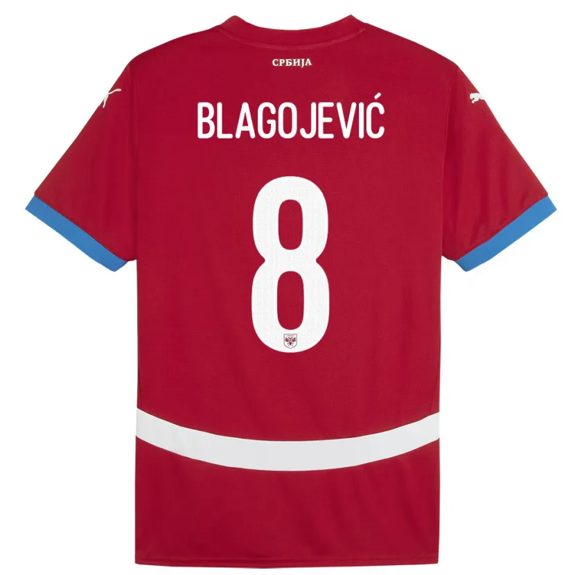 Danxen Mann Serbia Dina Blagojevic #8 Rød Hjemmetrøye Drakt Trøye 24-26 Skjorter T-Skjorte
