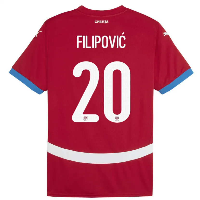 Danxen Mann Serbia Tijana Filipovic #20 Rød Hjemmetrøye Drakt Trøye 24-26 Skjorter T-Skjorte