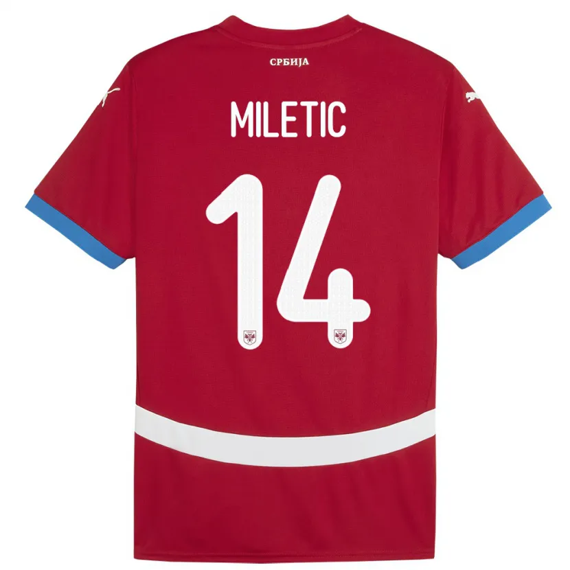 Danxen Mann Serbia Vladimir Miletic #14 Rød Hjemmetrøye Drakt Trøye 24-26 Skjorter T-Skjorte