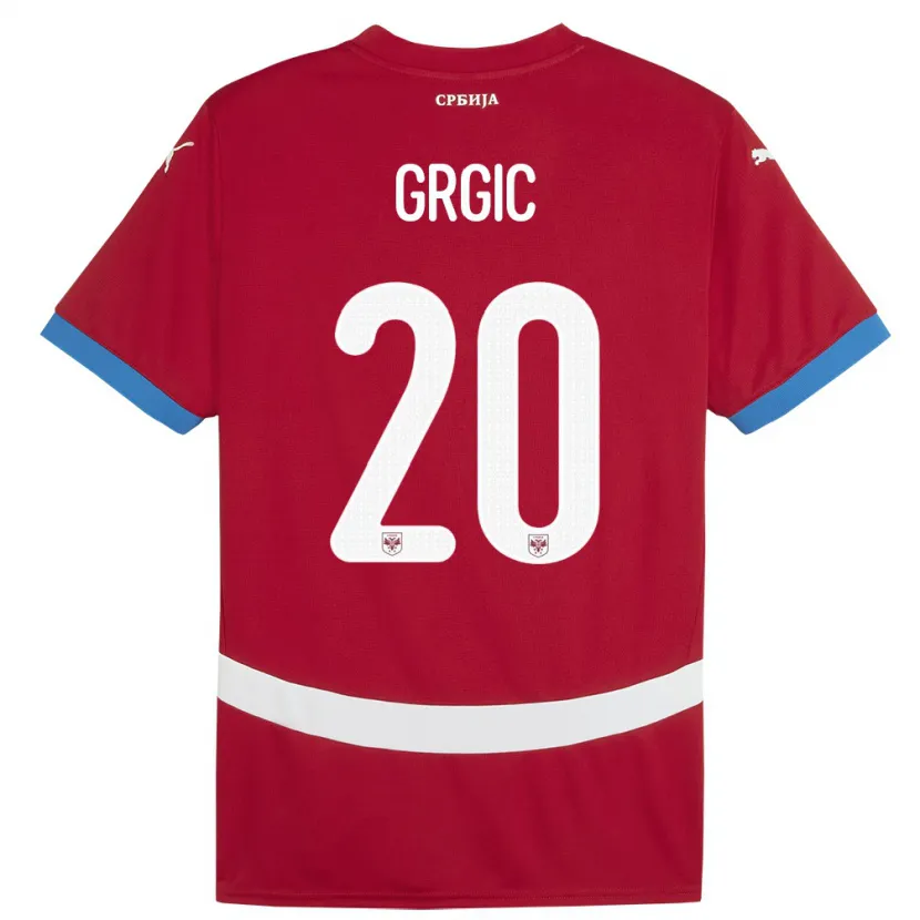 Danxen Mann Serbia Dario Grgic #20 Rød Hjemmetrøye Drakt Trøye 24-26 Skjorter T-Skjorte