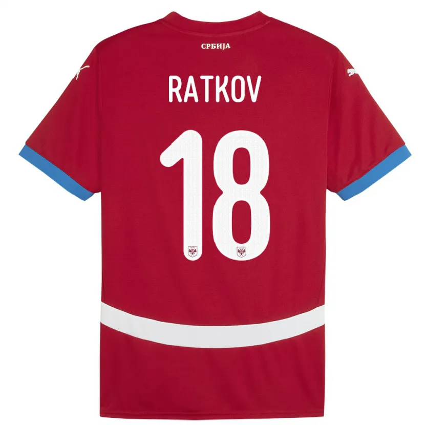 Danxen Mann Serbia Petar Ratkov #18 Rød Hjemmetrøye Drakt Trøye 24-26 Skjorter T-Skjorte