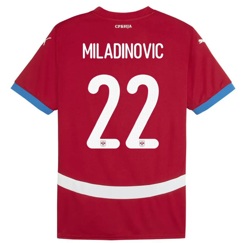 Danxen Mann Serbia Igor Miladinovic #22 Rød Hjemmetrøye Drakt Trøye 24-26 Skjorter T-Skjorte