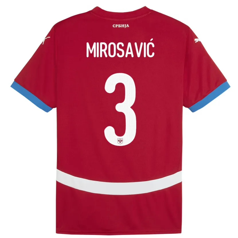 Danxen Mann Serbia Veljko Mirosavic #3 Rød Hjemmetrøye Drakt Trøye 24-26 Skjorter T-Skjorte
