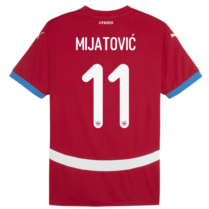 Danxen Mann Serbia Jovan Mijatovic #11 Rød Hjemmetrøye Drakt Trøye 24-26 Skjorter T-Skjorte