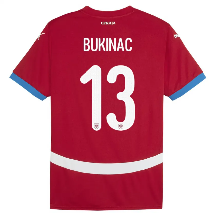 Danxen Mann Serbia Stefan Bukinac #13 Rød Hjemmetrøye Drakt Trøye 24-26 Skjorter T-Skjorte
