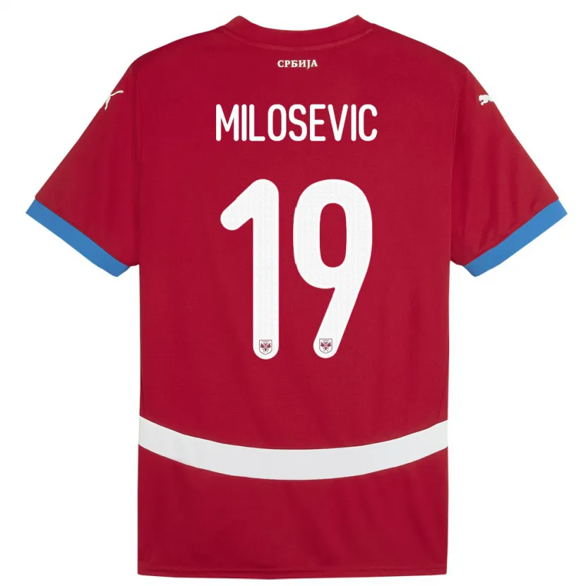 Danxen Mann Serbia Jovan Milosevic #19 Rød Hjemmetrøye Drakt Trøye 24-26 Skjorter T-Skjorte