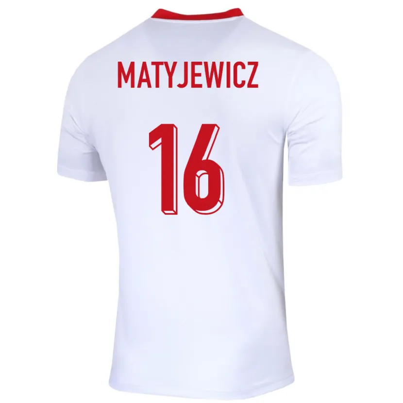 Danxen Mann Polen Wiktor Matyjewicz #16 Hvit Hjemmetrøye Drakt Trøye 24-26 Skjorter T-Skjorte