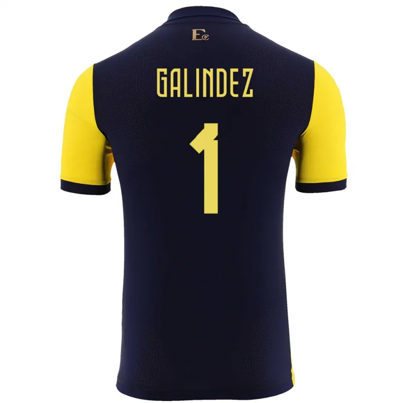 Danxen Mann Ecuador Hernan Galindez #1 Gul Hjemmetrøye Drakt Trøye 24-26 Skjorter T-Skjorte