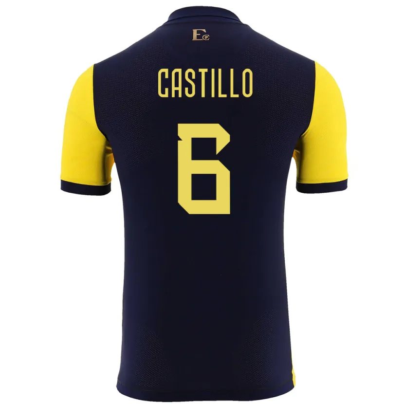 Danxen Mann Ecuador Byron Castillo #6 Gul Hjemmetrøye Drakt Trøye 24-26 Skjorter T-Skjorte