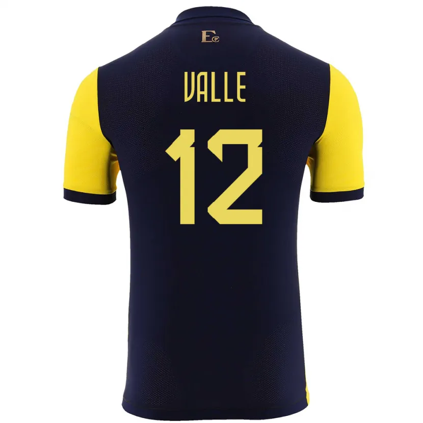 Danxen Mann Ecuador Gonzalo Valle #12 Gul Hjemmetrøye Drakt Trøye 24-26 Skjorter T-Skjorte