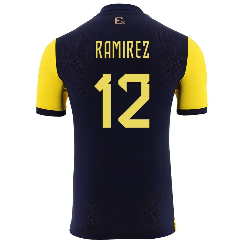 Danxen Mann Ecuador Moises Ramirez #12 Gul Hjemmetrøye Drakt Trøye 24-26 Skjorter T-Skjorte