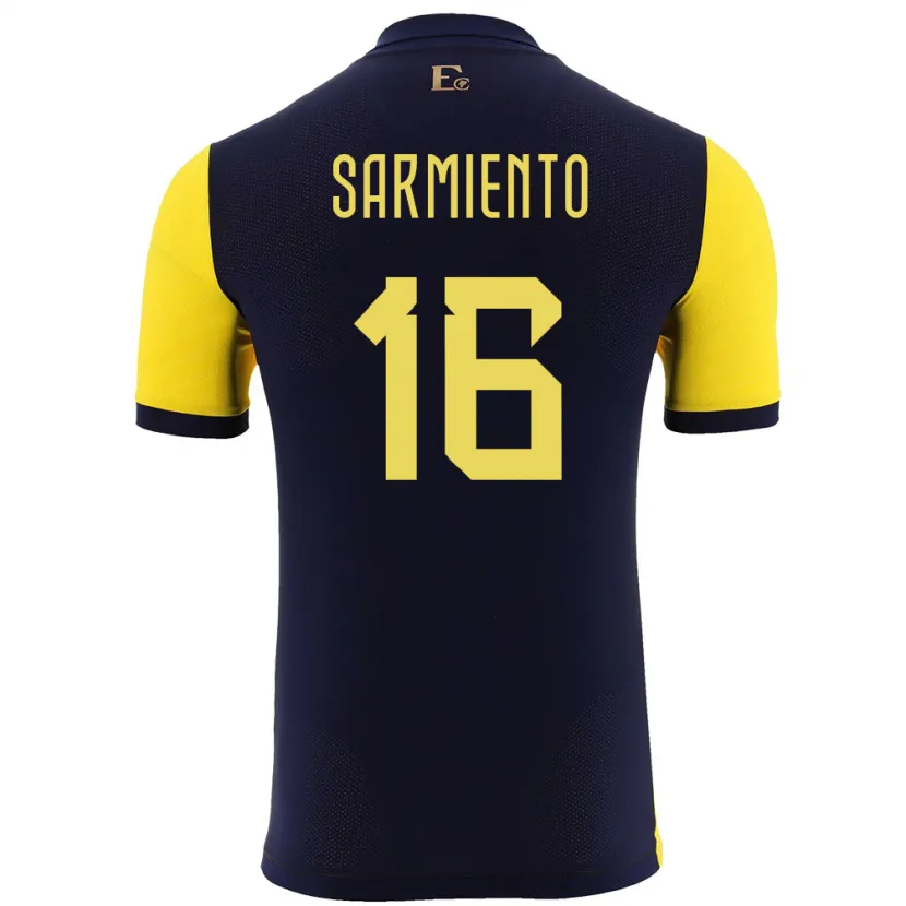 Danxen Mann Ecuador Jeremy Sarmiento #16 Gul Hjemmetrøye Drakt Trøye 24-26 Skjorter T-Skjorte