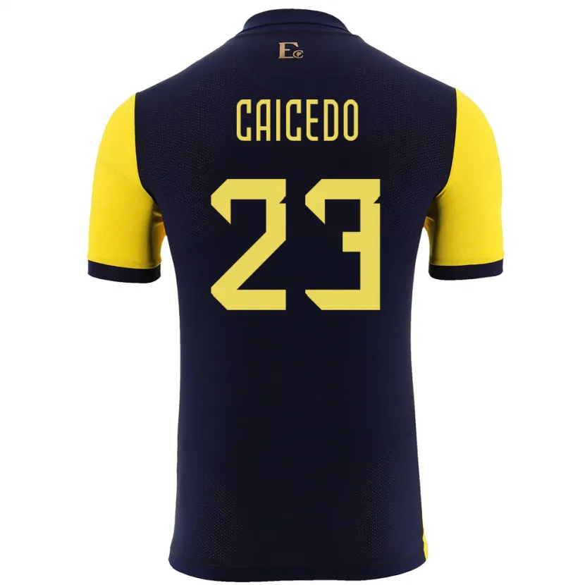 Danxen Mann Ecuador Moises Caicedo #23 Gul Hjemmetrøye Drakt Trøye 24-26 Skjorter T-Skjorte